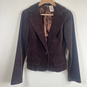 No Boundaries Corduroy Blazer Brown Bark One Button Stretch Jacket Size M (7/9)
